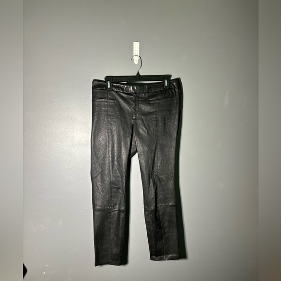 Helmut Lang Cropped Stovepipe 100% Lamb Leather Pants Size 6 - Picture 3 of 6
